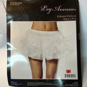 Leg Avenue White Polkadot Petticoat Skirt one size, fits 90-160lbs